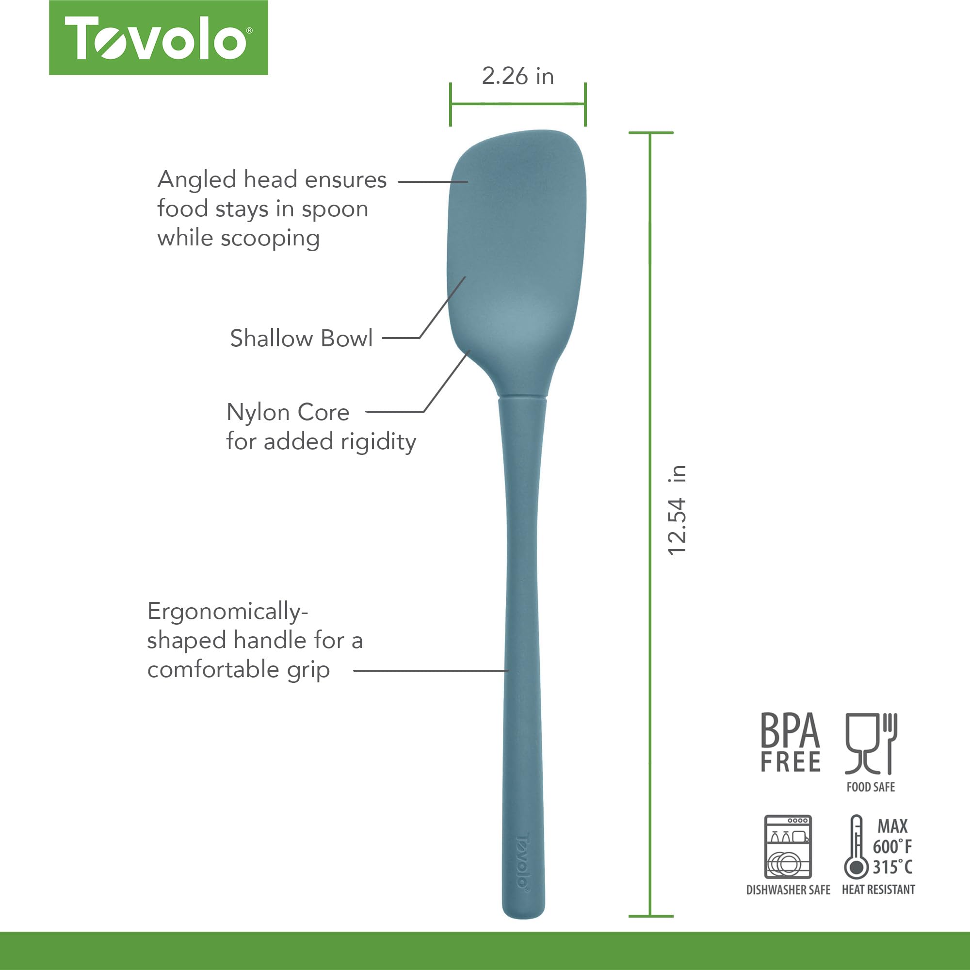 Tovolo Flex-Core Silikonlöffel, konische Kante, ergonomischer Griff, hitzebeständig
