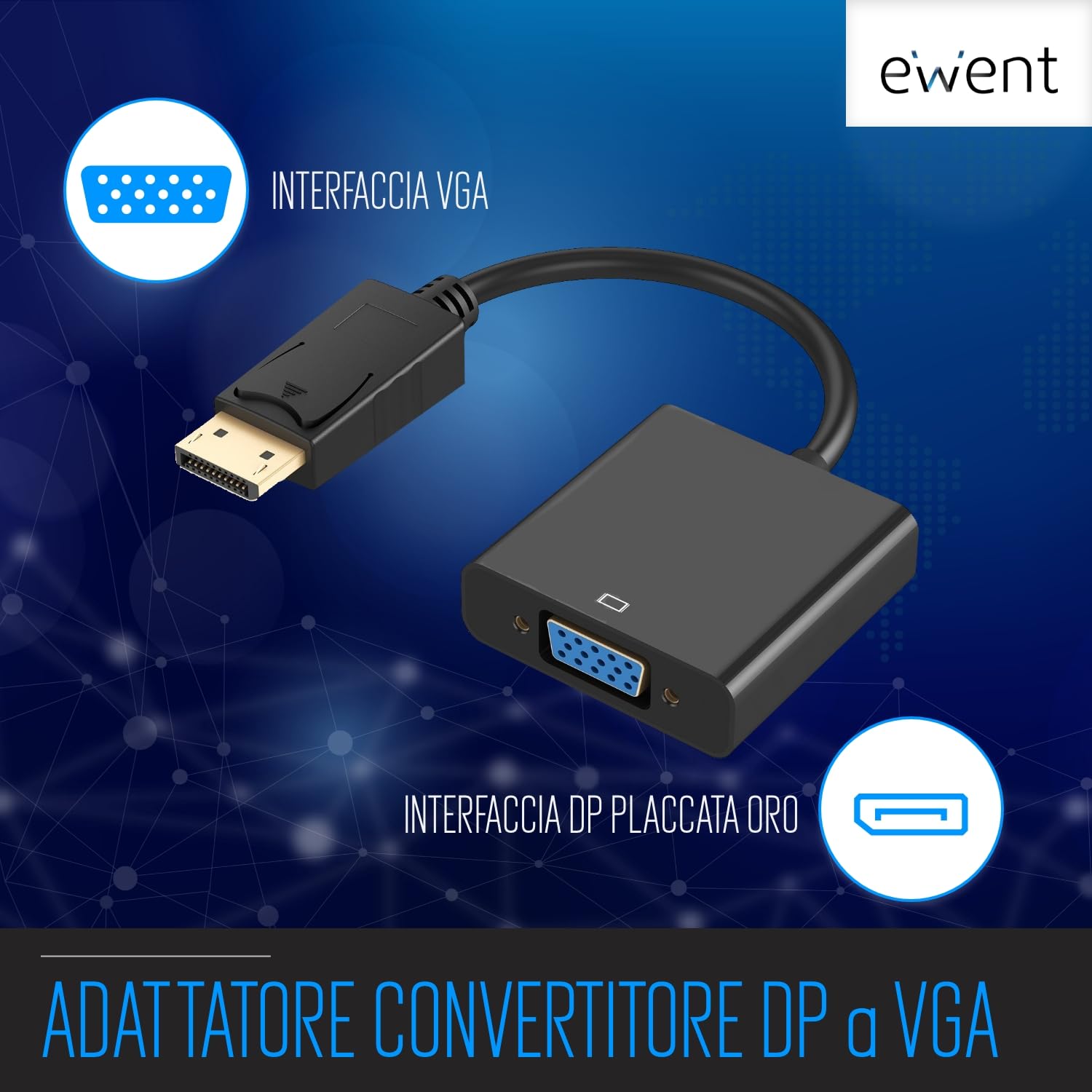 Cavo Adattatore DisplayPort a VGA - Ideale per Double Screen o Mirroring - Mantiene Massima Qualità Video - Ampia Compatibilità