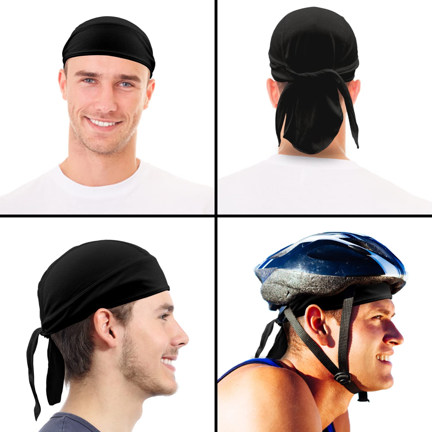 Chusta piracka bandana Cap Durag nakrycie głowy motocykl chusta na głowę pod kask rowerowy chusta piracka lato, czarny, 50-65
