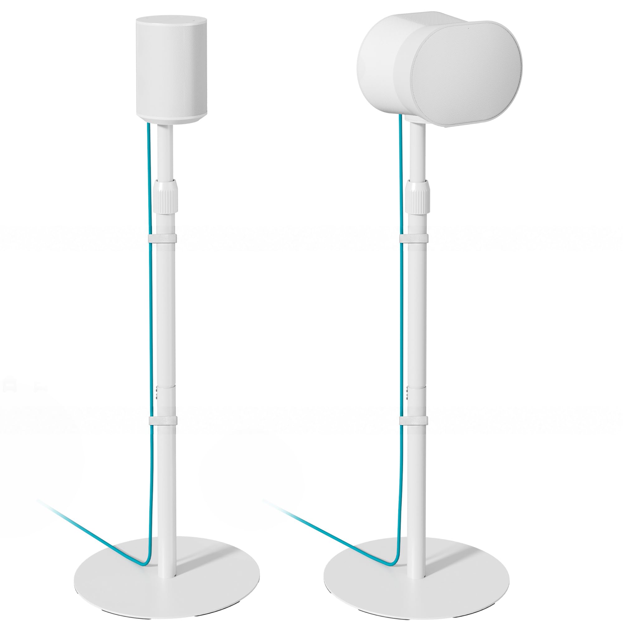 Speaker Stands Pair for Sonos Era 100, 100 SL, 300, External Cable, White