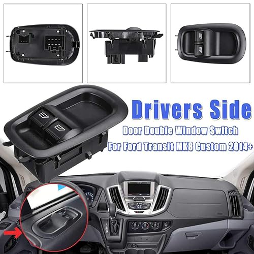 Miniatura 2 de Puerta lateral del conductor ventana doble con interruptor de luz, para Ford Transit MK8 Custom 2014 2015 2016 2017+ 2029885 1791339