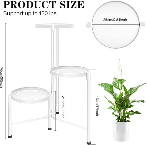 Miniatura 2 de Soporte esquinero de metal de 3 niveles para interiores y exteriores, soporte para múltiples macetas de 30 pulgadas de alto, organizador de plantas