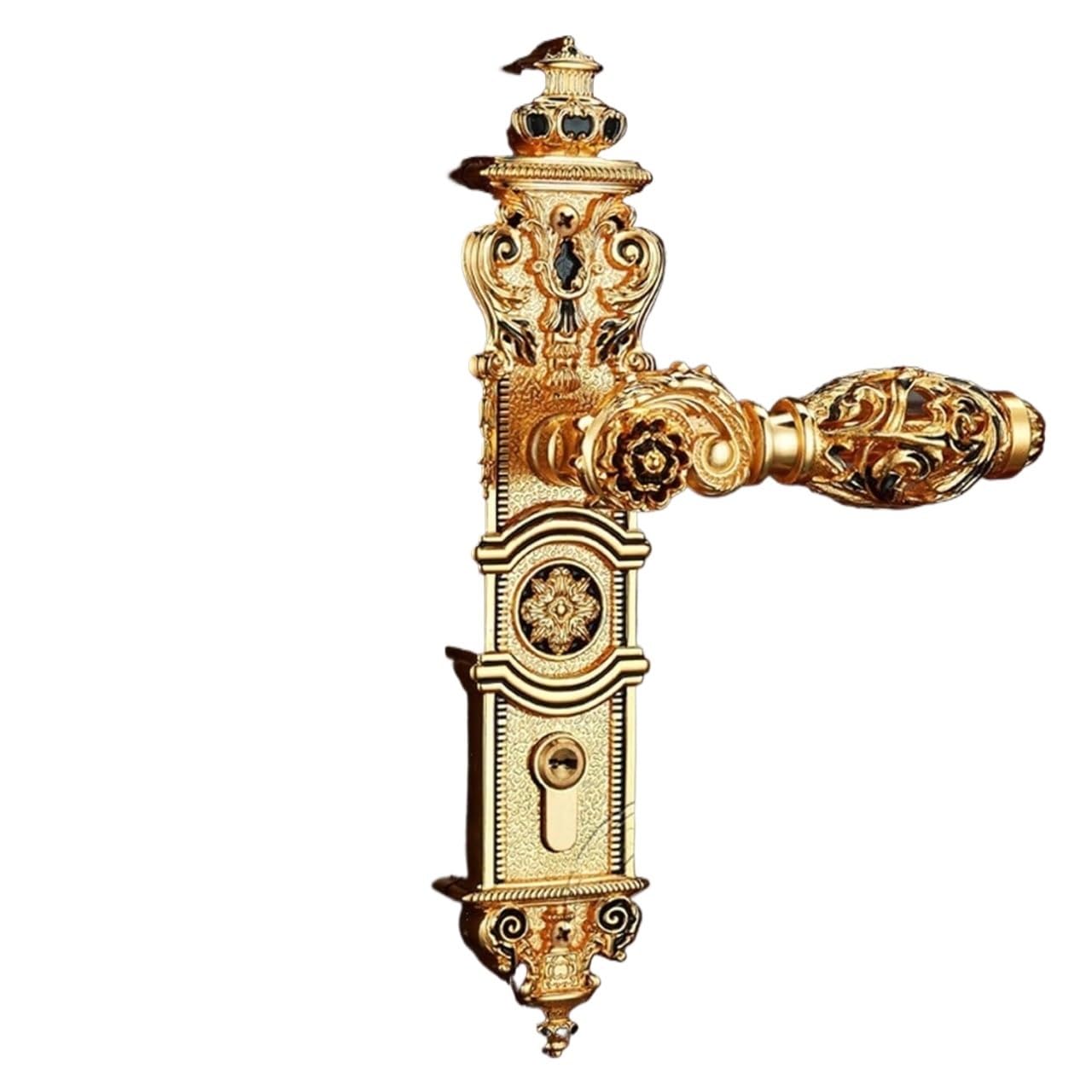 LGOIJHDVZ 85mm Center Lock All Copper Hollow Out Mute Door Indoor Wooden Handle Room European Luxury Style Villa(2)