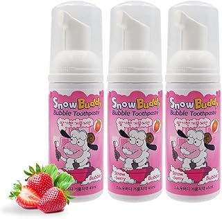 SnowBuddy Kids Foam Toothpaste - Mint, Grape, and Strawberry Flavors - Low-Fluoride and Fluoride-Free Options - 1 Pack and 3 Pack Variations Available (Strawberry (Low-Fluoride), 4.56 fl.oz (3Packs))