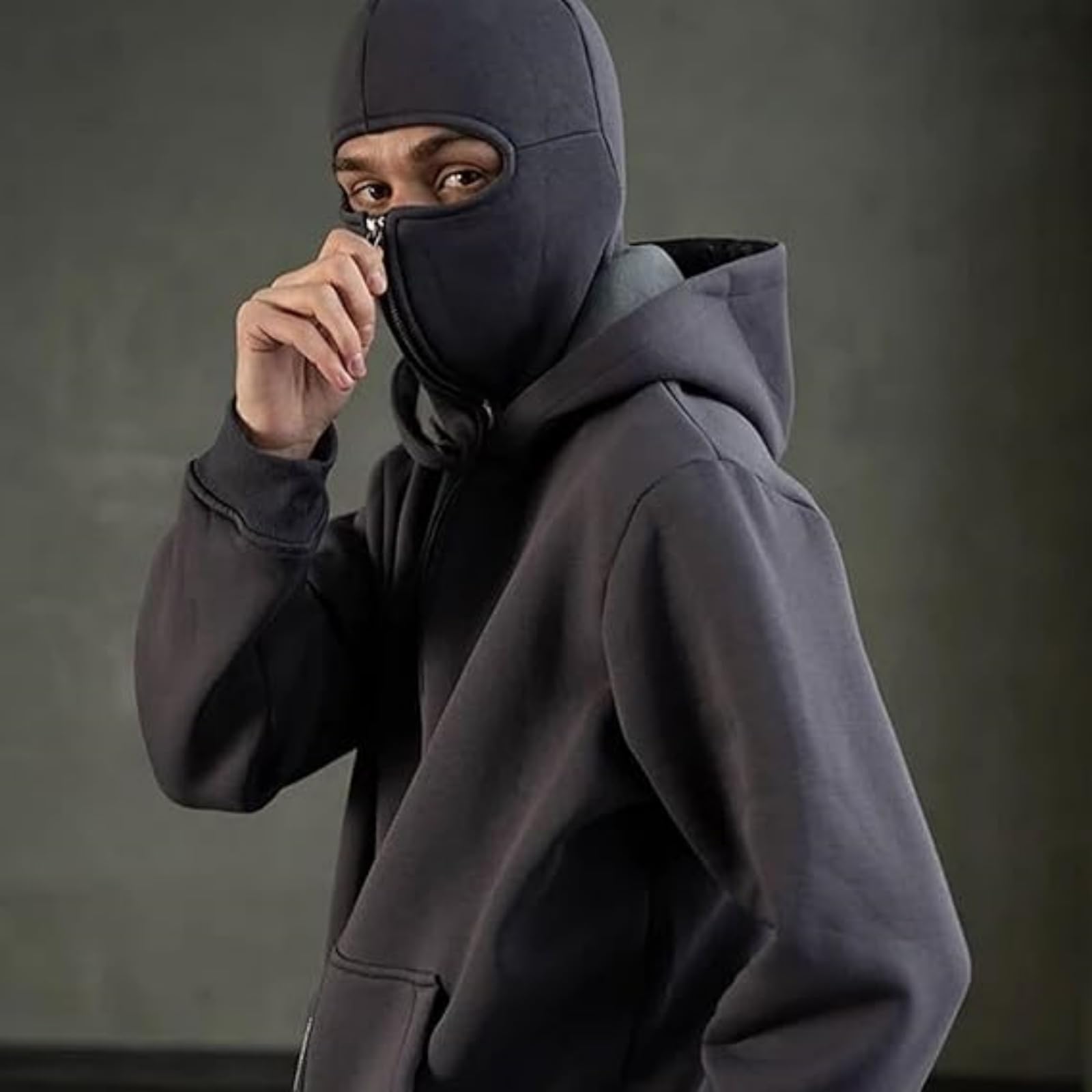 Shiestyzip bluza z kapturem, męska kominiarka, zimowa, zamaskowana, podwójna kurtka z kapturem, wiatroszczelna, sportowa kurtka