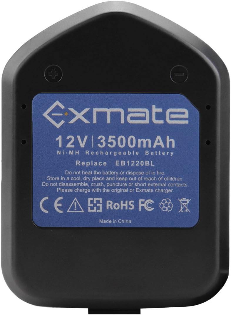 Exmate 2 Pack 12V 3.5Ah Ni-MH Replacement Battery for Hitachi EB1214S EB1212S EB1214L EB1220BL EB1220HL EB1230R EB1230X EB1233X EB1220HS EB1220RS EB1222HL EB1226HL EB1230HL 324360