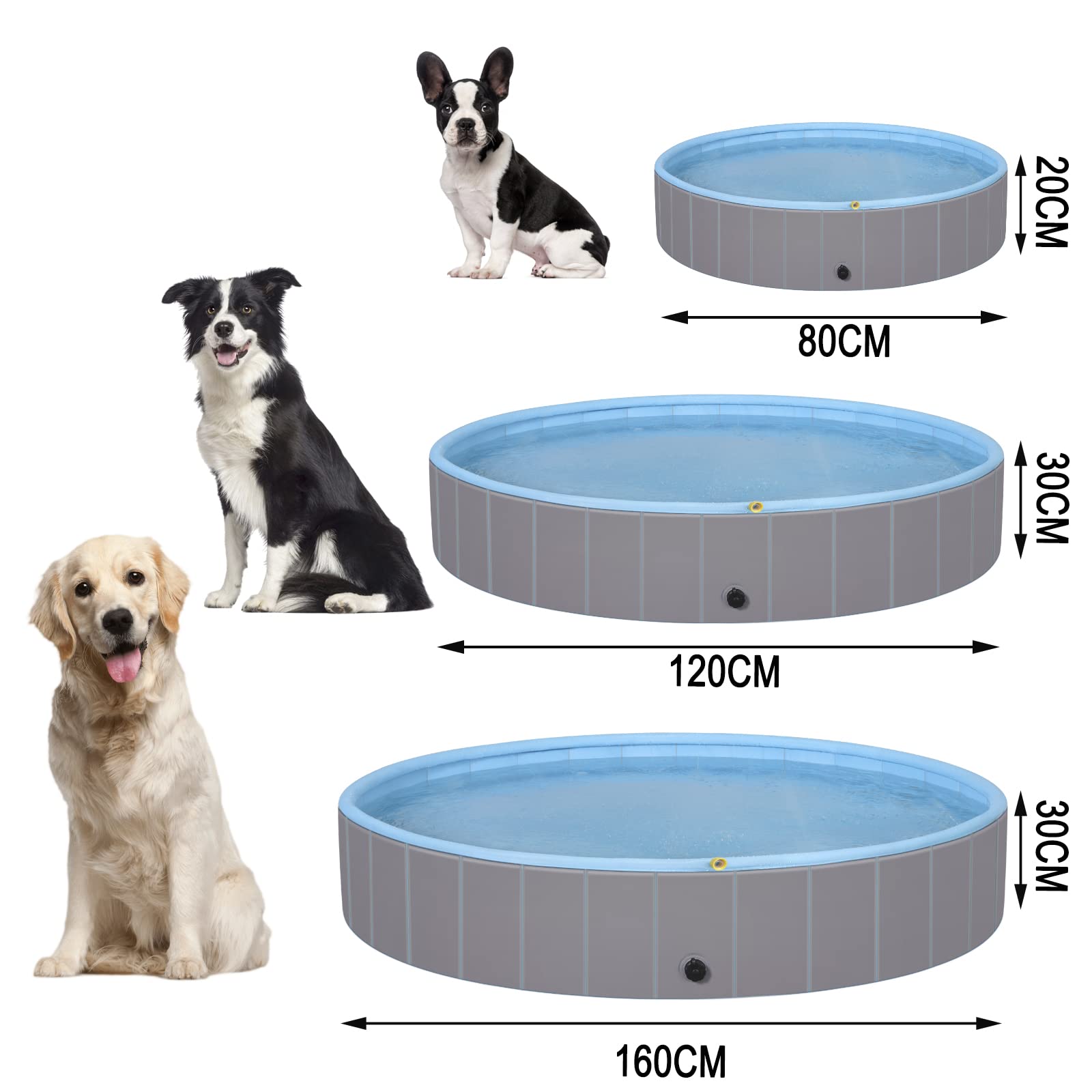 EUGAD Piscina per Cani Pieghevole, Piscina Cani Grandi con Spruzzi d’Acqua 120x30cm Vasca da Bagno, Rigida Piscinetta in PVC, Antiscivolo Pool Giocattolo d'acqua per Giardino Estivo all'Aperto