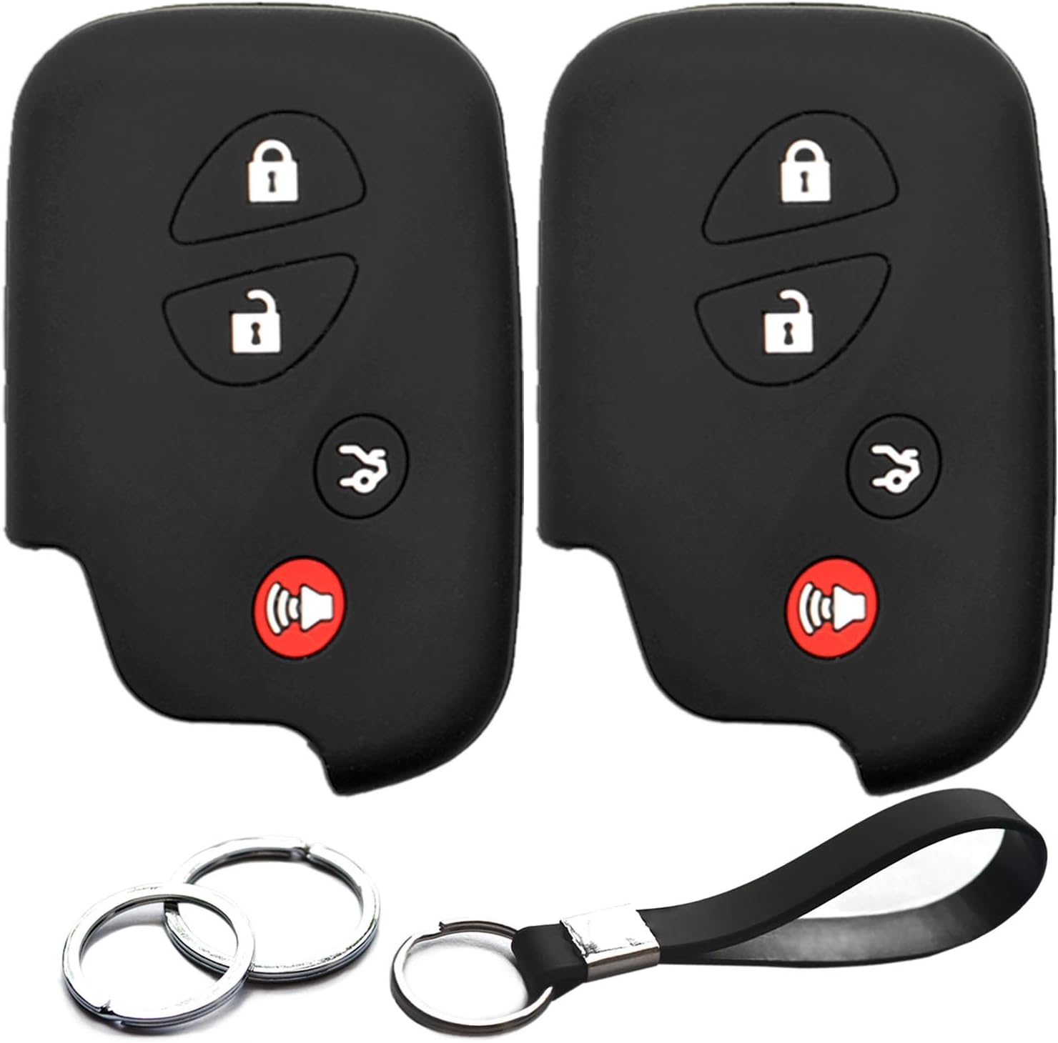 2pcs Compatible with Lexus GX460 GS350 GS450h ES350 IS250 IS350 CT200h LS460 LS600h LX570 RX350 RX450h Smart 4 Buttons Key Fob Cover Case Key Chain Protector Keyless Remote Holder
