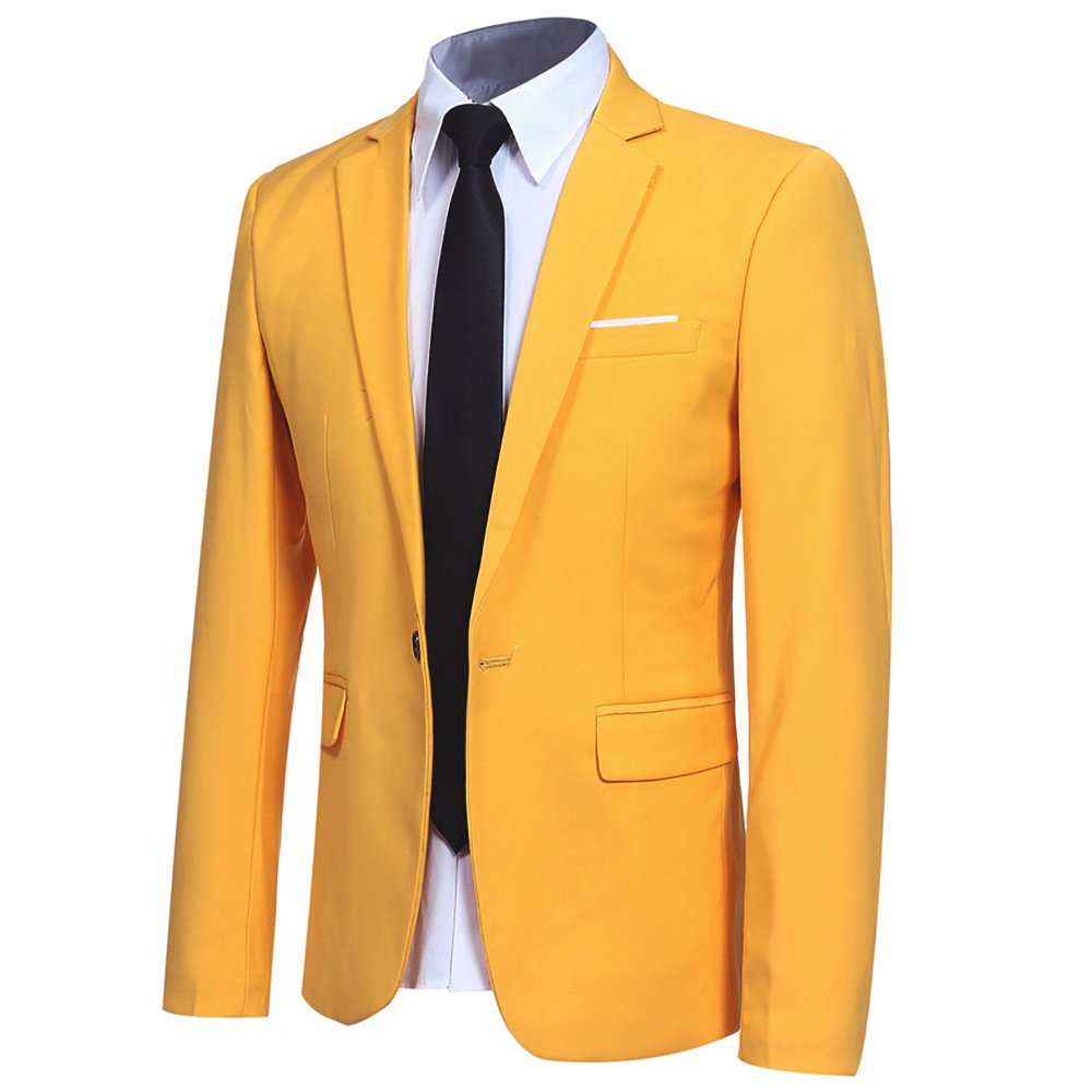 YFFUSHI Men' Slim Fit Casual Blazer One Button Lightweight Suit Jacket Business Party Sport Coat