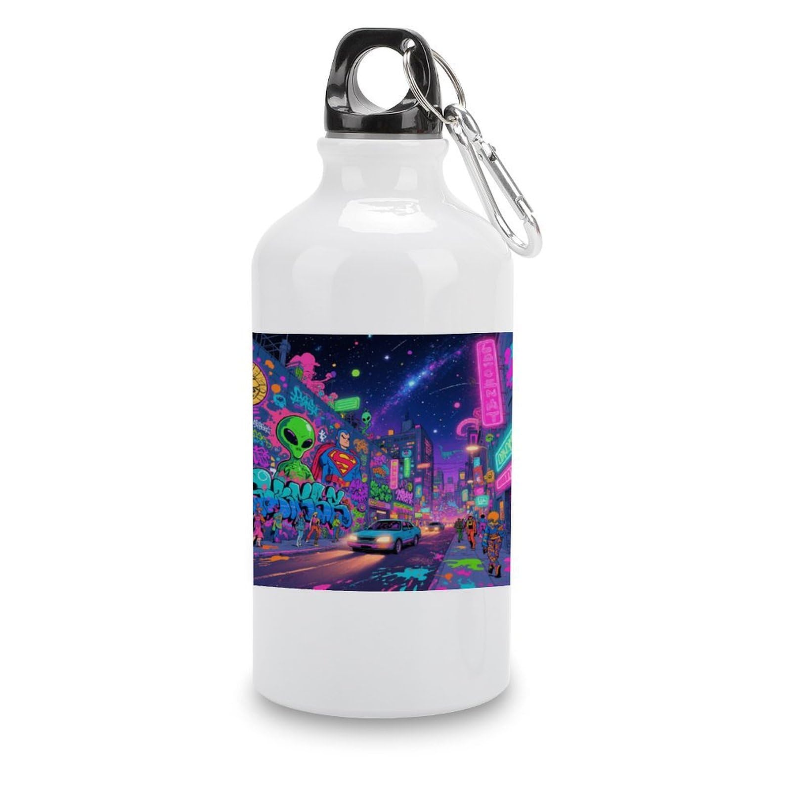 Fekiloot Style Graffiti City Aluminum Water Bottle Travel Tumbler Reusable Lightweight Outdoor Sports Water Bottles For Gym Sports Camping Hiking Fishing400ml