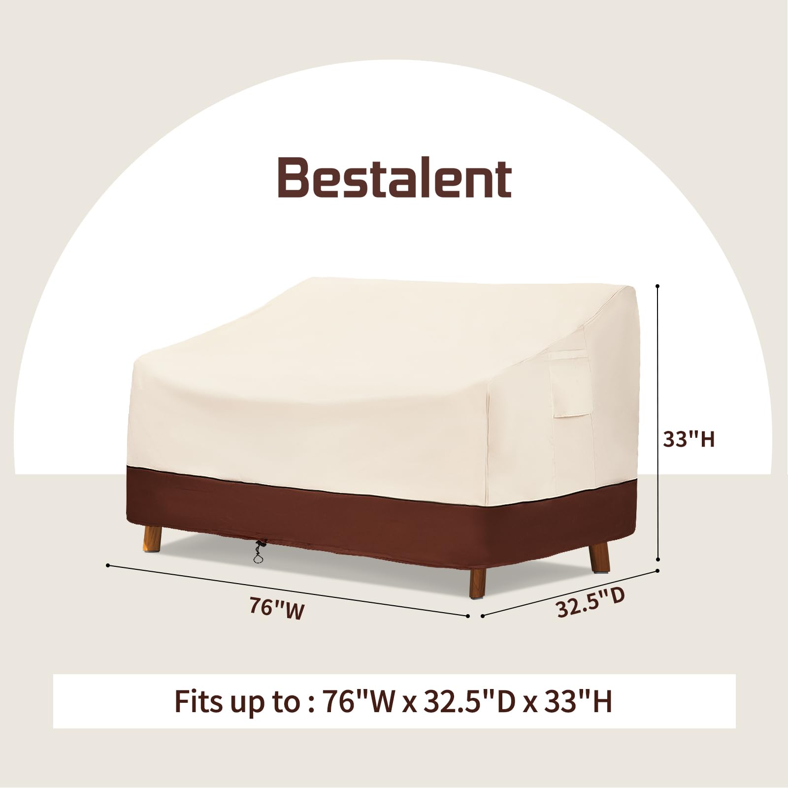 Fundas de sofá impermeables para muebles de patio, fundas de sofá de 3 plazas para exteriores que se adaptan a hasta 76 pulgadas de ancho x 32.5 pulgadas de profundidad x 33 pulgadas de alto
