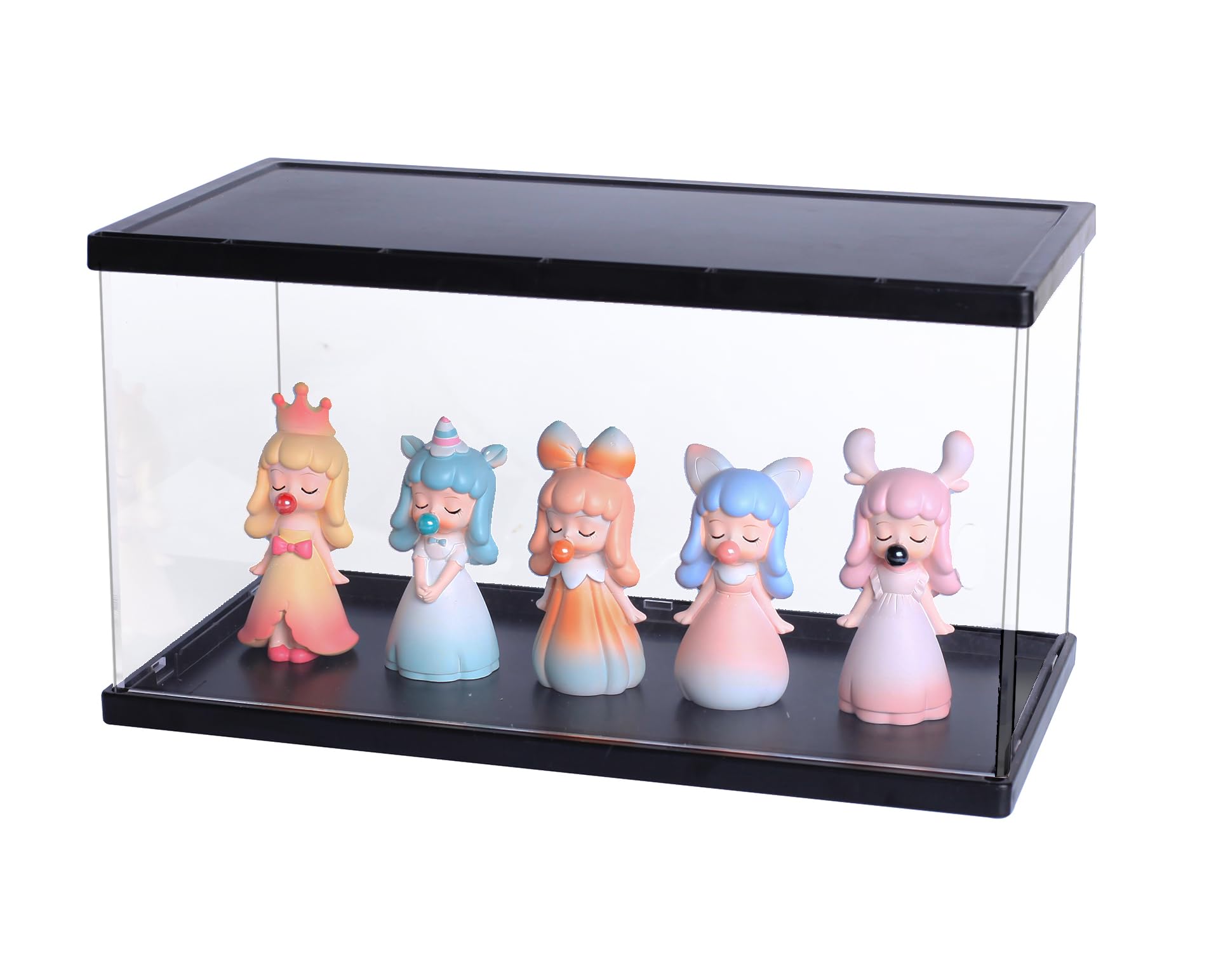BCYC Acrylic Display Case with Black Lid and Base,Transparent Dustproof Protection Box for Toy Dolls, Souvenirs, Models Collection (11.8 X 6.4 X 6.1