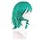 MapofBeauty 14 Inch/35 cm Short Cosplay Wolf Tail Synthetic Side Bangs Party Wig (Teal Green)
