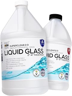 FGCI Liquid Glass Deep Pour Epoxy Resin 1.5 Gallon Kit - 2-4" Super Clear UV/Heat Resistant Food Safe for River Tables & Castings