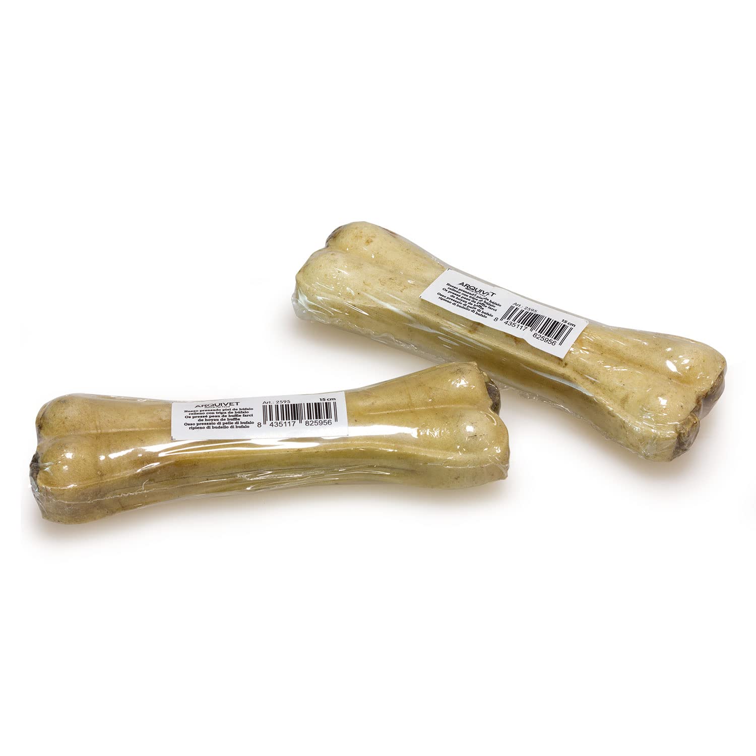 ARQUIVET Hueso prensado Piel de búfalo Relleno con Tripa de búfalo - 15 cm -Bolsa de 50 Unidades - 3.000 g - Snack Natural para Perros
