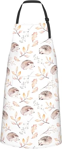 Miniatura 10 de DADABULIU Delantal de cocina con bolsillos, babero ajustable para hombres y mujeres, impermeable, chef, parrilla, barbacoa, dibujo