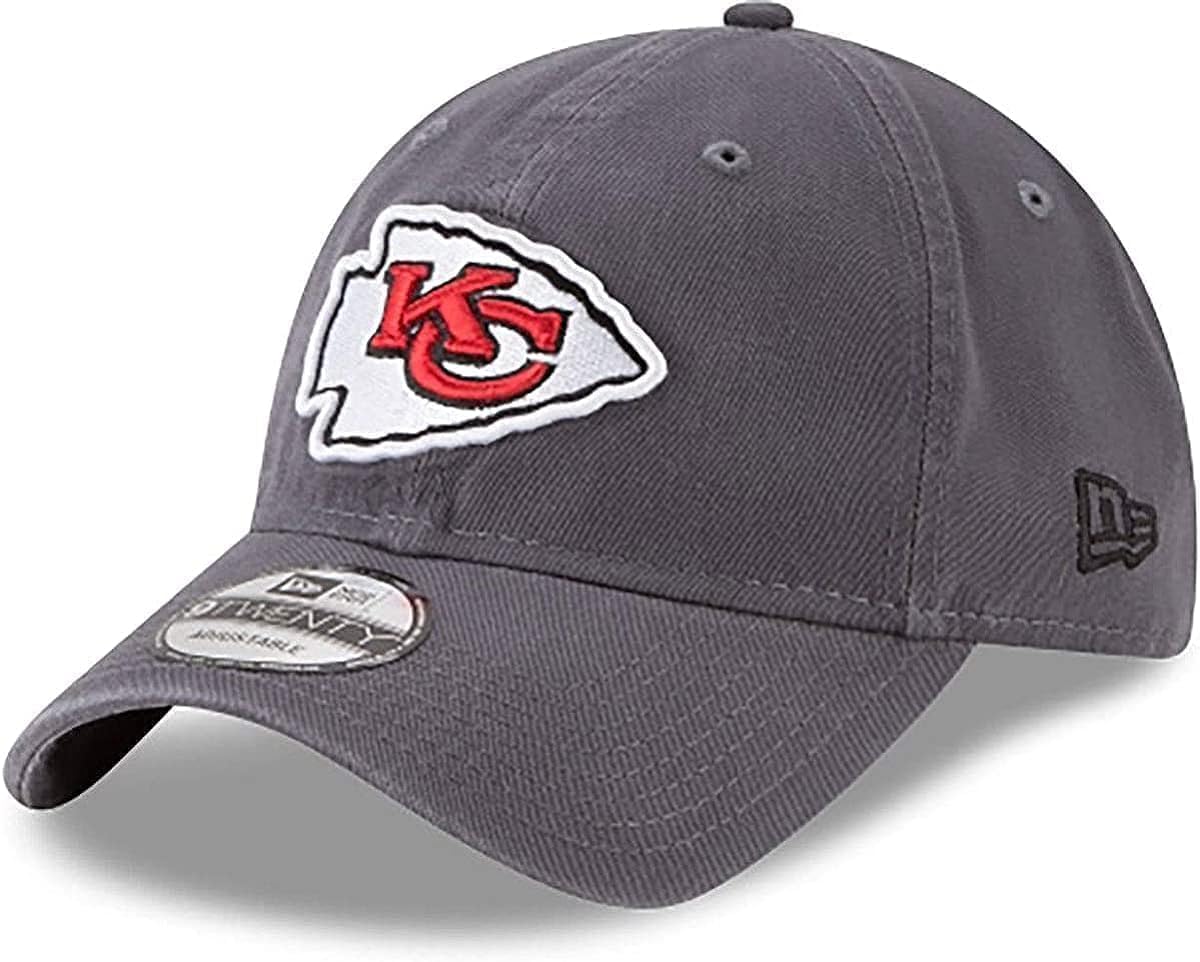 New Era NFL Core Classic 9TWENTY Graphite Adjustable Hat Cap - One Size, Kansas City Chiefs, One Size