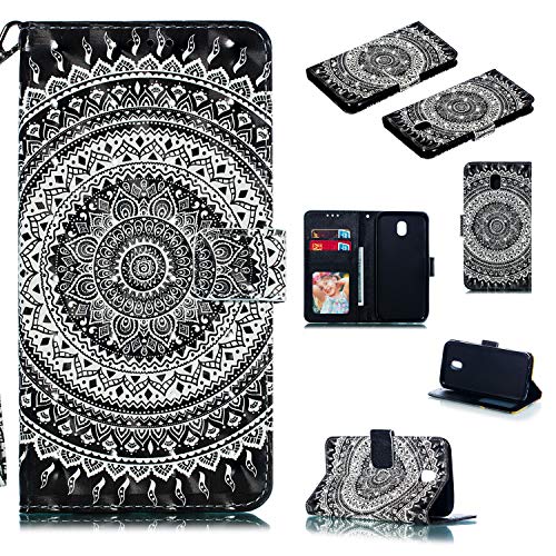 LuckyW Funda Samsung J5 2017 Billetera, 3D Pintura Carcasa Funda de Cuero para Samsung Galaxy J5 2017 SM-J530F Cartera con Soporte Plegable,Ranuras para Tarjetas,Cierre Magnético,Mandala