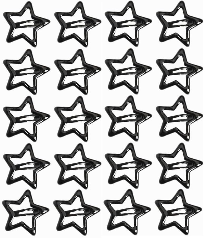 Ghelonadi Non Slip Barrettes Metal Fashion Hair Snap Clips Hairpins Star Hair Clips Snap Star Hair Accessories for Kids and Girl's (Pack Of 10) (Black)-picture-19