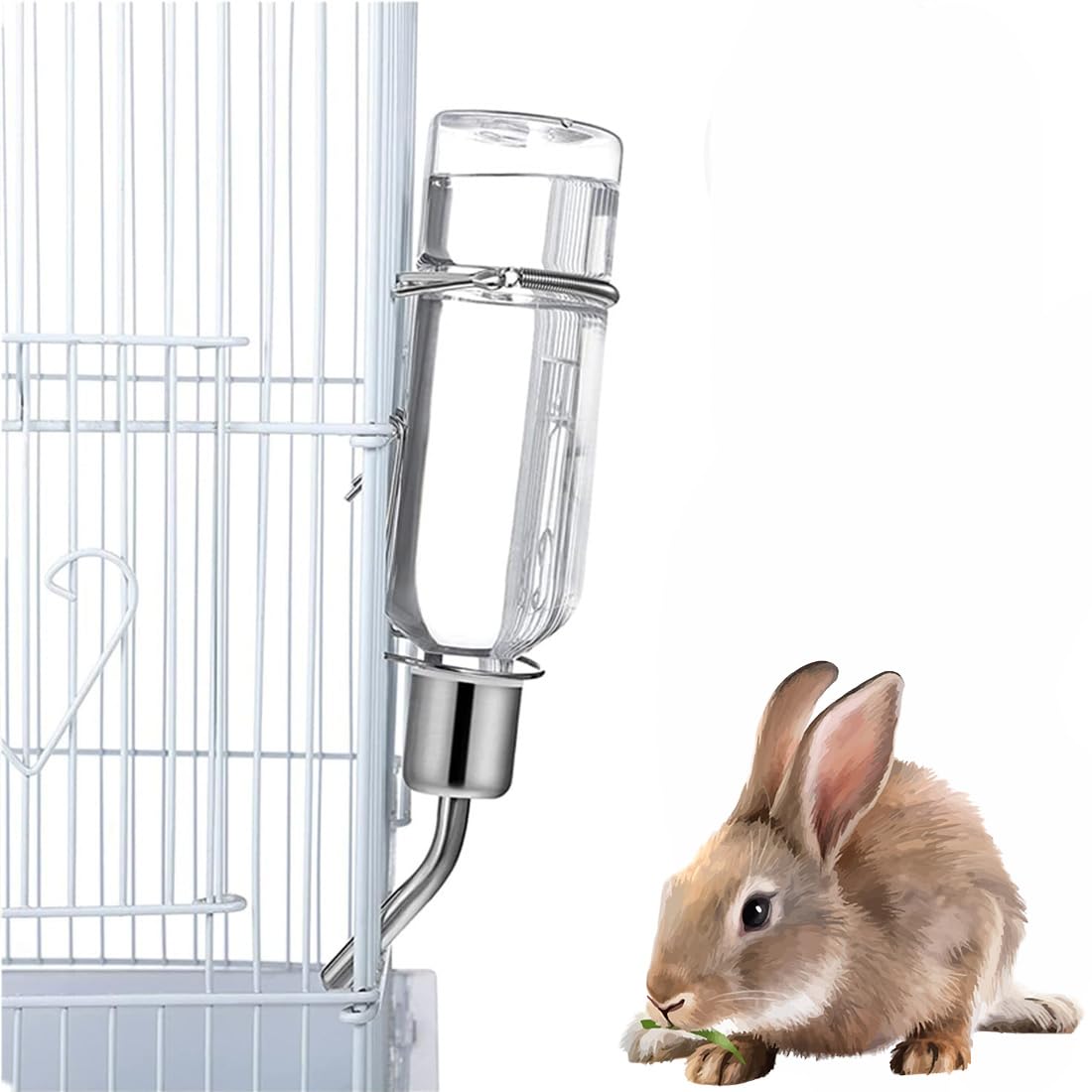 Biberon Lapin, Biberon Cochon d'Inde, BiberonLapin pour Cage, Abreuvoir Lapins, Distributeur Eau Lapins avec Support, Accessoire pour Lapin, Abreuvoir pour Rongeurs Chinchilla écureuil, 180Ml+350Ml