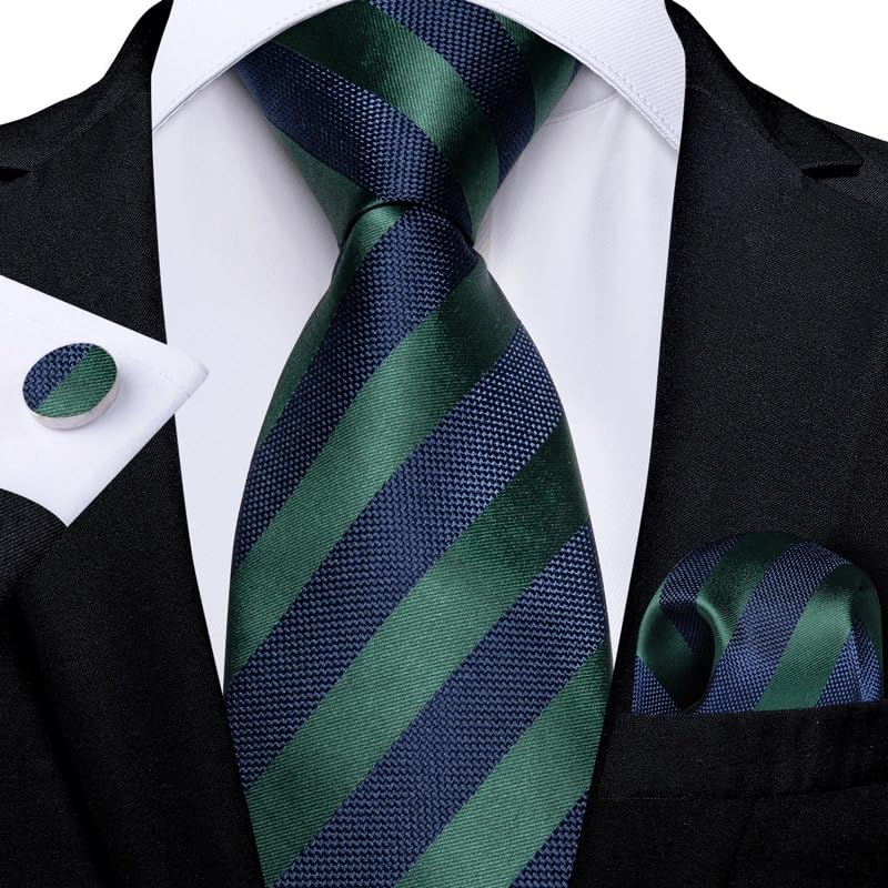Corbata de seda rayada para hombre miniatura 2