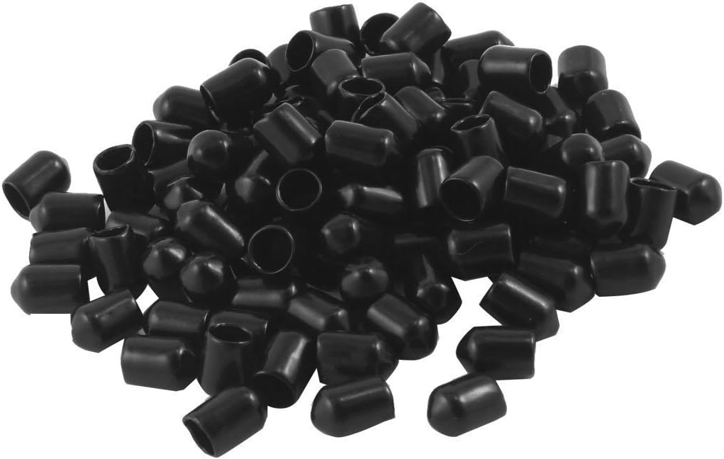 SF9000 PVC Flexible Round End Caps Shelf Organizer Tip Caps Wire Thread Protector Cover (inner diamter 6.5mm), 1/4 inch round black vinyl end cap, cover rubber safety tip 0.25"