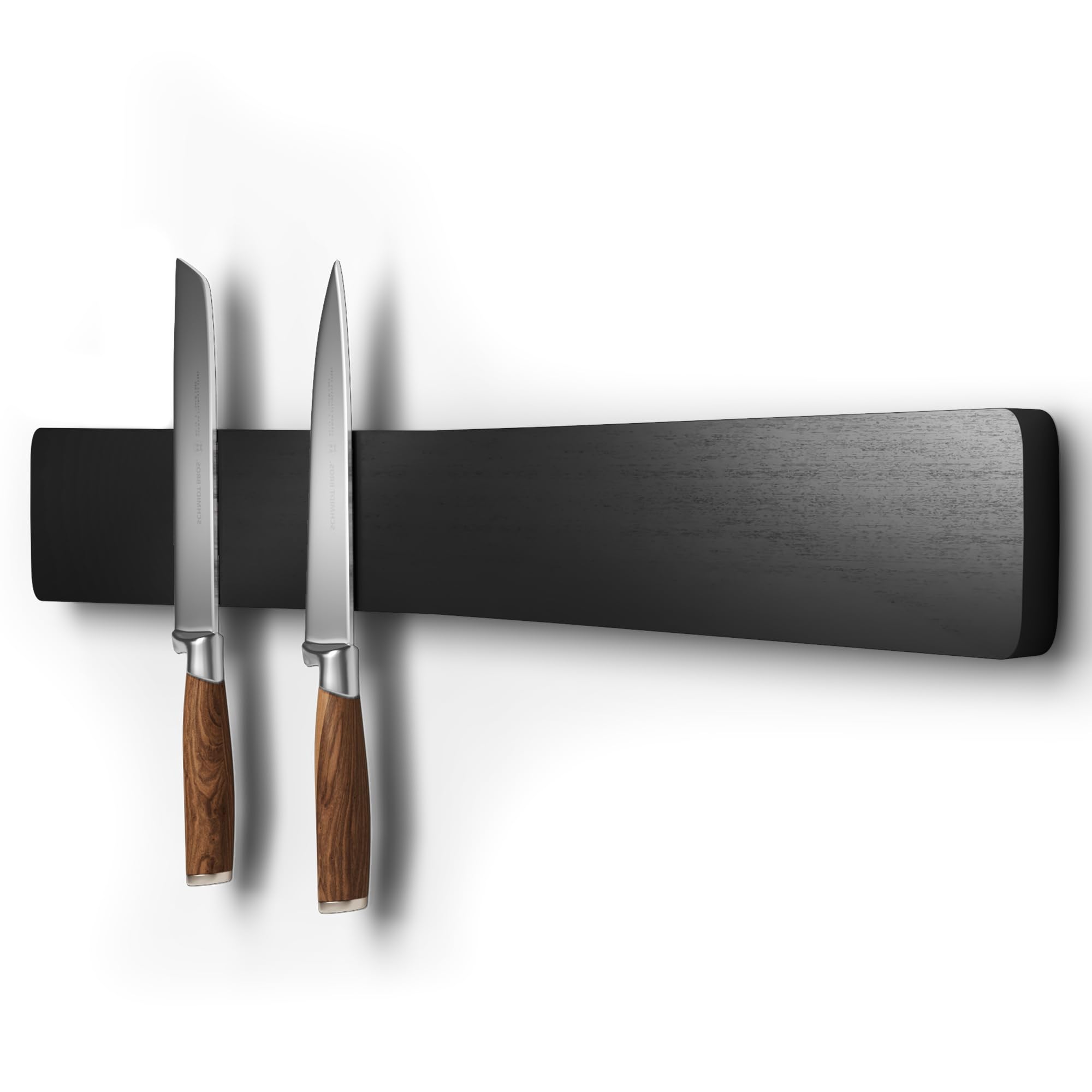 Magnetic Knife Holder for Wall, Acacia Wood Knife Magnetic Strip No Drill Knife Magnet Storage Bar Magnetic Tool Key Holder Strip for Kitchen Utensil Organizer (Black, 16 Inch)