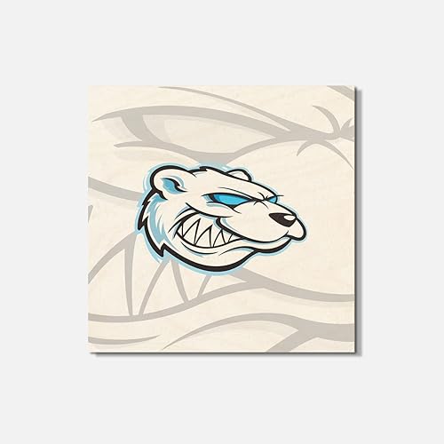 Angry Polar Bear Animal Square Wooden Coaster, Idea, Handmade Gifts, Wood Bottom for Tabletop Protection, Suitable for All Cups, Cool Home Decor,