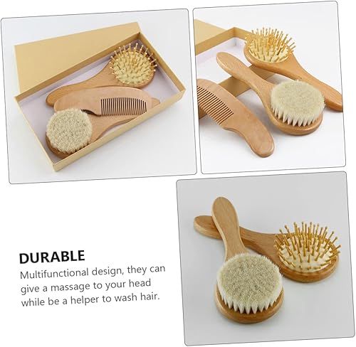 Miniatura 5 de Juego de peine de masaje infantil Cepillo de pelo recién nacido Cepillo de pelo de madera Peine para tapa de cuna