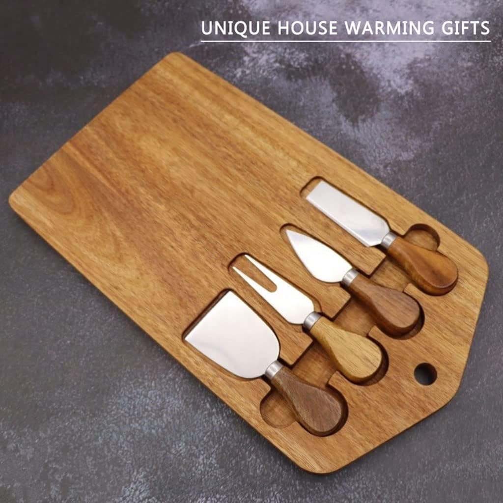 Spacious Cheese Knives for Charcuterie Board Cheese Board Set Knife Set Steak Bread Cutting Board Rustic Wood Tray Party Serving Dishes Multifunction