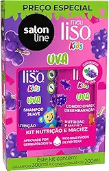Salon Line, Kit Shampoo e Condicionador, Meu Liso Kids, Uva, Vegano - Para Cabelos Lisos, 2 Unidades