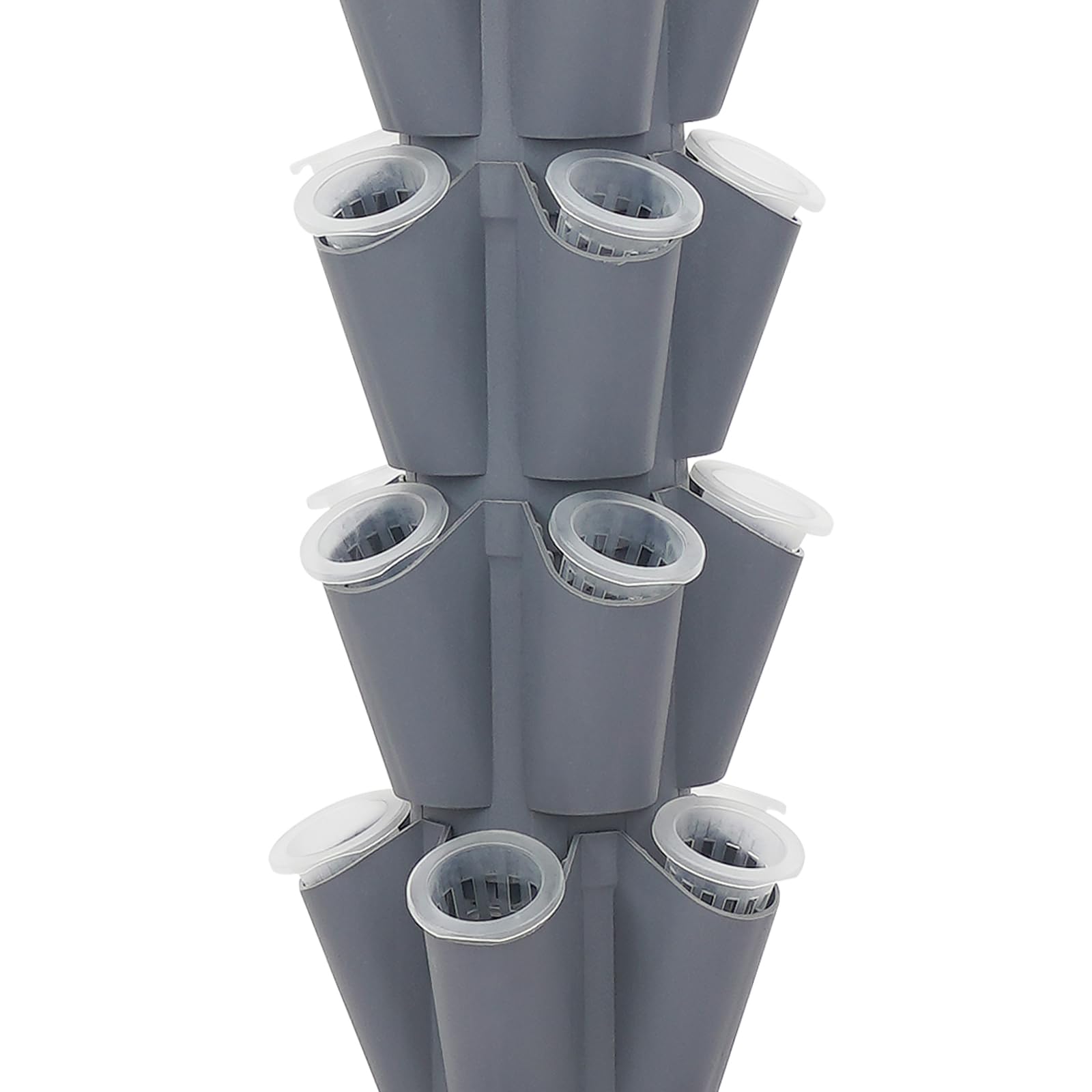50 Löcher Hydroponic Tower, 10 Etagen Tower Growing System Kit, Hydroponisches Anbausystem mit Hydratationspumpe und 4 Rollen, Garten Hydroponischer Turm mit 40L Wassertank für Obst/Gemüse (Grau)