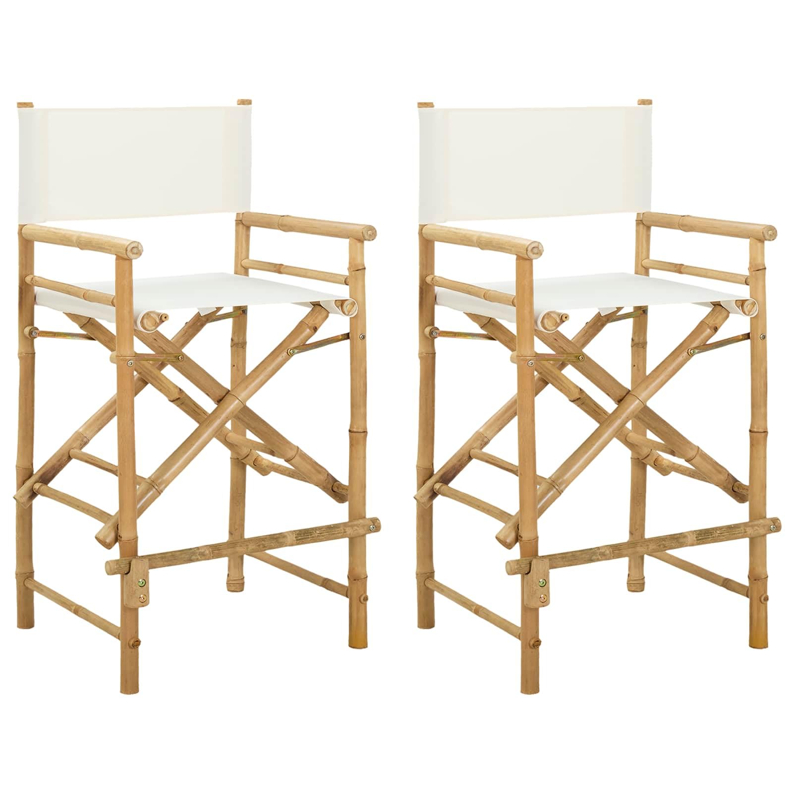 vidaXL Sedia Direttore Pieghevole 2 pcs Naturale Bambù, Sgabello Utility Moderno Pieghevole, per Interno ed Esterno, in Bamboo, Comodo e Versatile