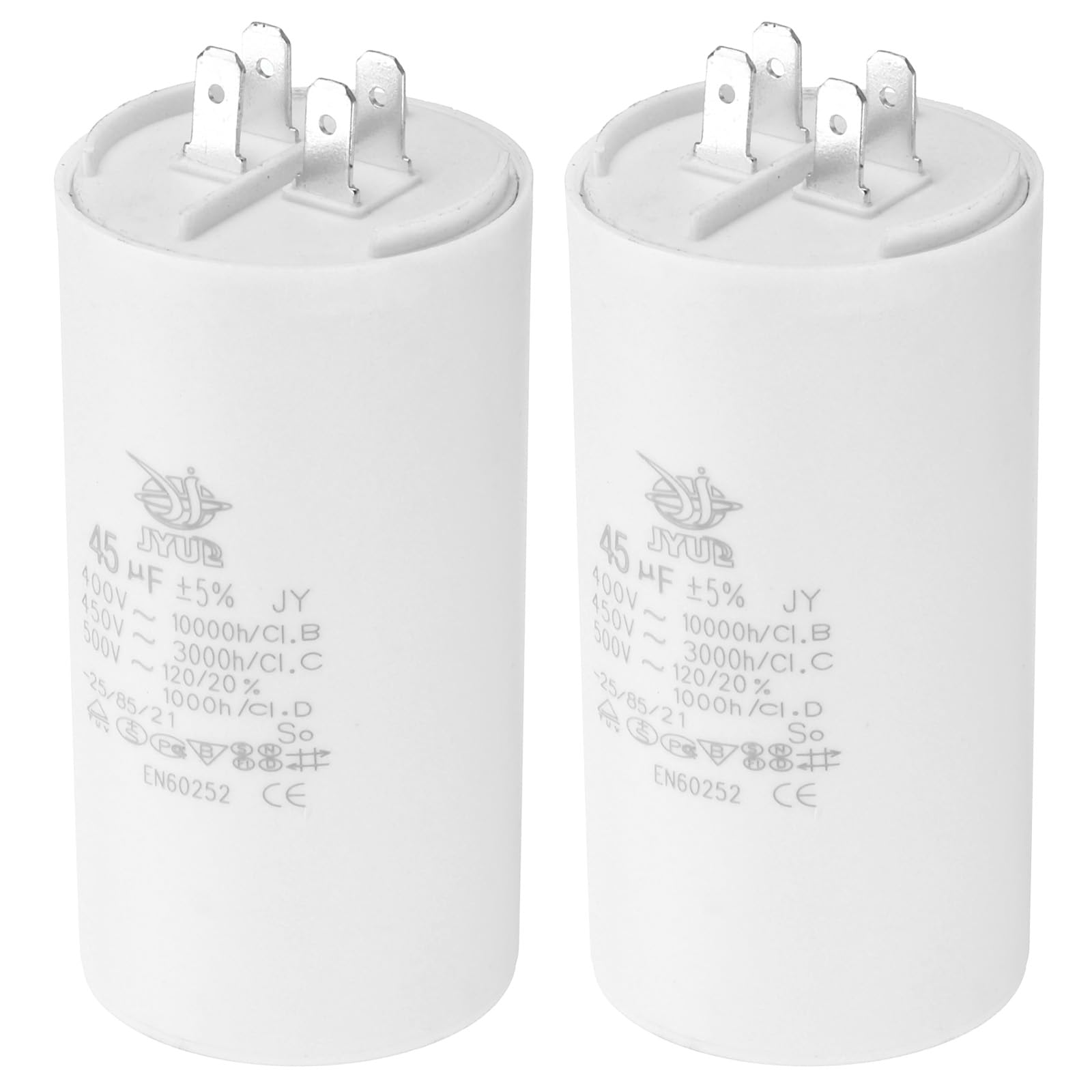 PATIKIL CBB60 45uf Running Capacitor,2Pcs AC 450V 4 Pins 50/60Hz Double Insert Cylinder Bottom for Air Conditioning,Water Pump,Fan Motor Star 96 x
