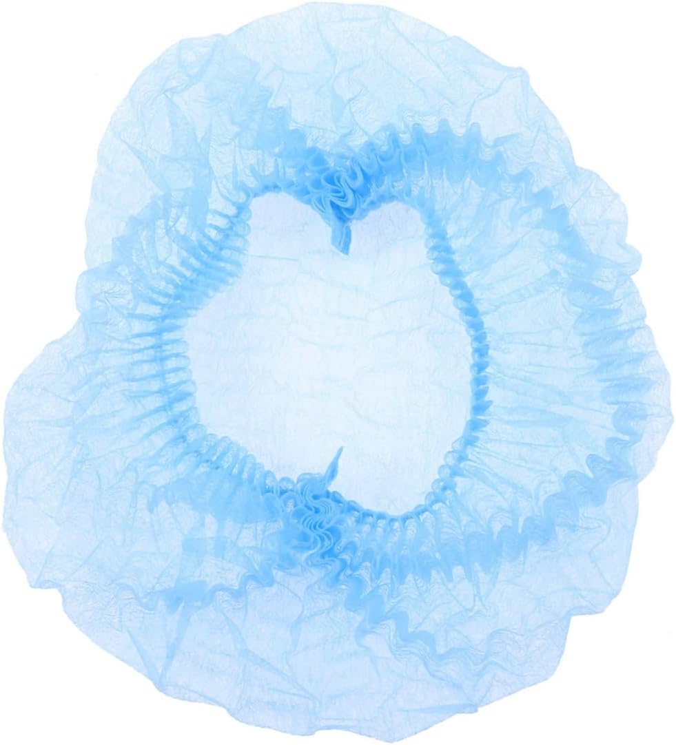 Zerodeko 100pcs Disposable Non-woven Caps Blue Bouffant Style