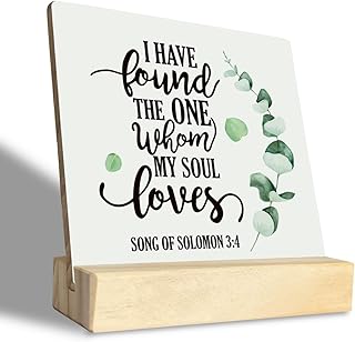 Christian Plaque, Plaques Gift with Wooden Stand, Religious Artwork, Inspirational Scripture Sign, Wedding Decor, Lover Gi...