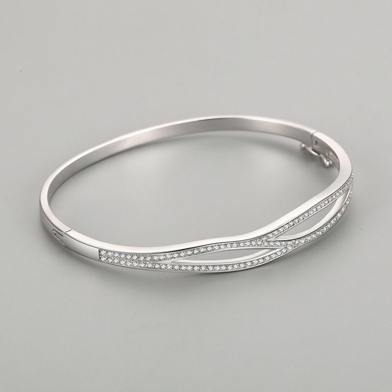 Pulsera de madre e hija, pulseras para mujer, cruz de doble capa con moissanita redonda, oro blanco y platino 950