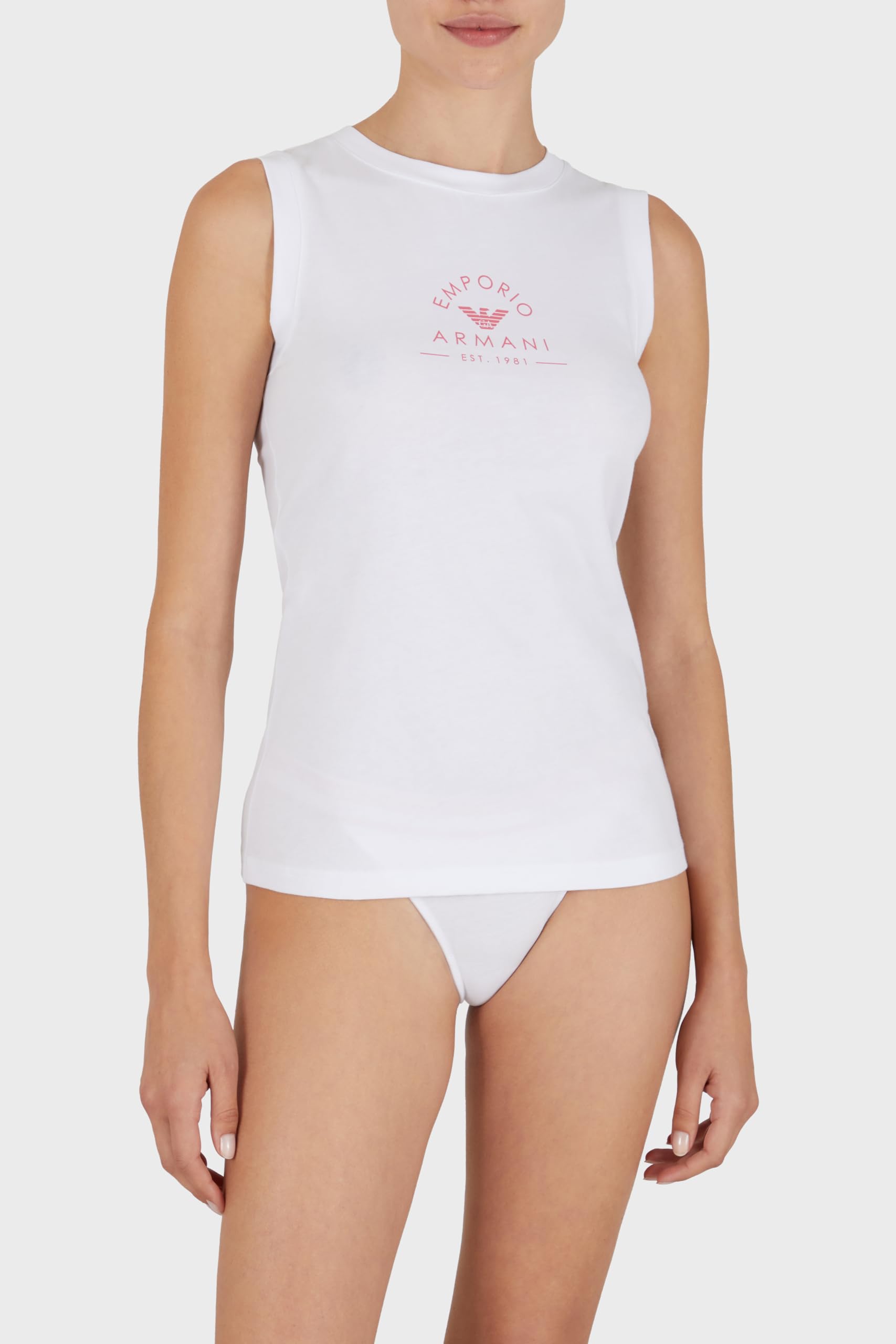Emporio Armani Damen Iconic Stretch Cotton Logoband Loungewear Tank T-Shirt