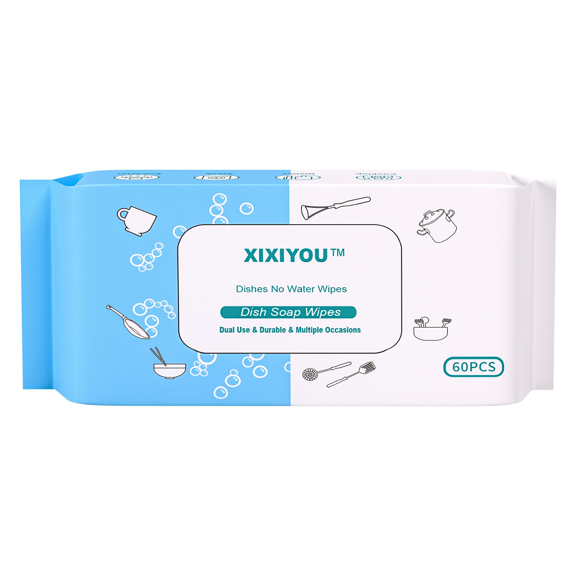 Reusable Dry Wet Dish Soap Foam Wipes - Multi-Purpose Cleaning Towels for Kitchen Bathroom Travel No Water Needed