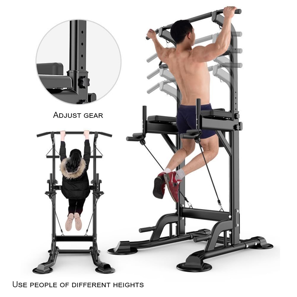 Power Tower multifunzione regolabile in altezza con schienale per allenamento, stazione per trazioni, barra per trazioni, attrezzatura per esercizi di allenamento per la forza fitness