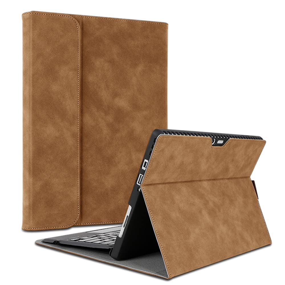 Swook Case for Surface pro 8 13 inch Case Cover, with Stylus Holder, Multiple Angle Slim Cover, Compatible with Type Cover Keyboard (Surface Pro 8, Brown)