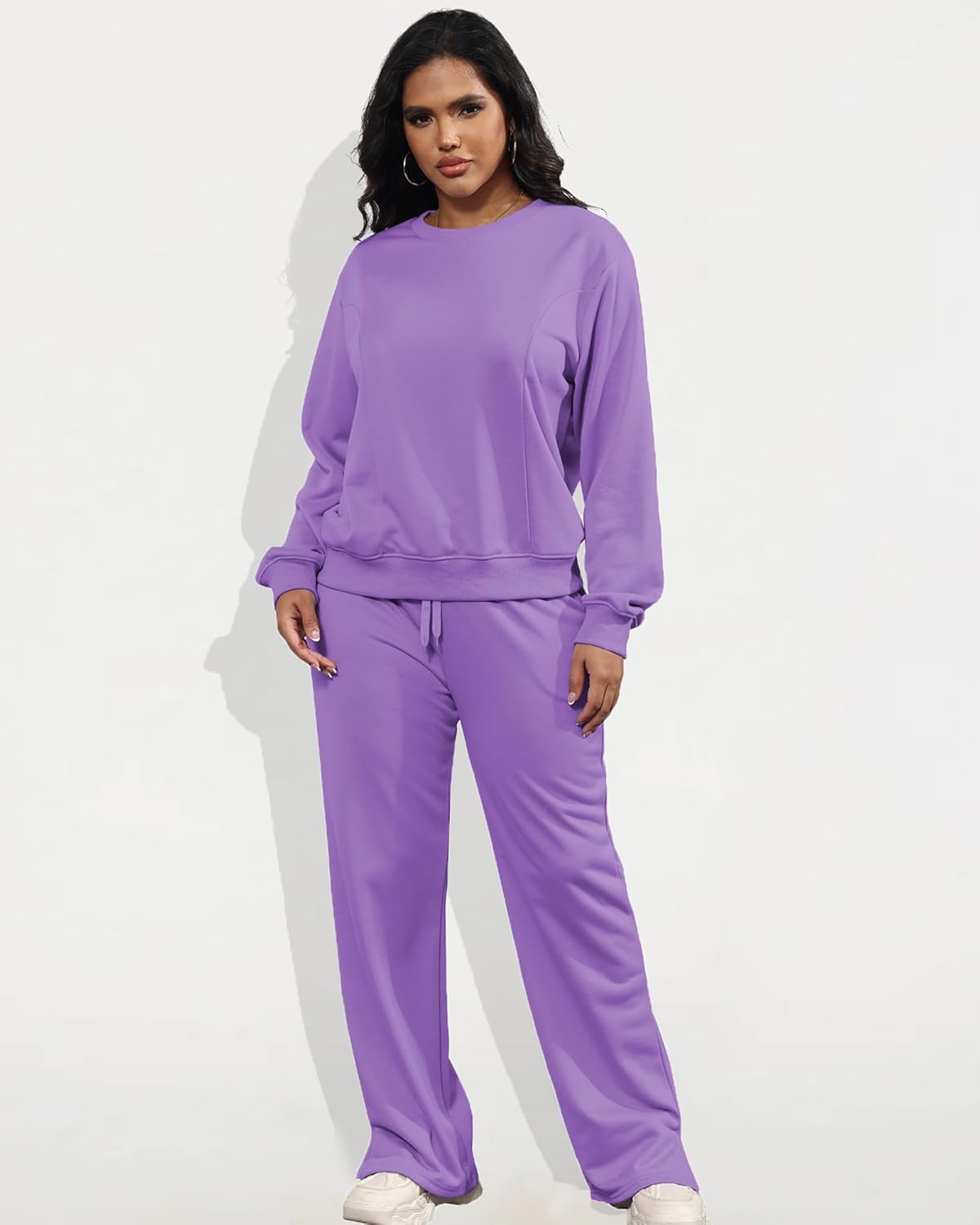 MOEENCN Women 2 Piece Outfits Sweatsuit Lounge Sets Casual Travel Sweatshirt And Wide Leg Tracksuit Matching Set - Image 4