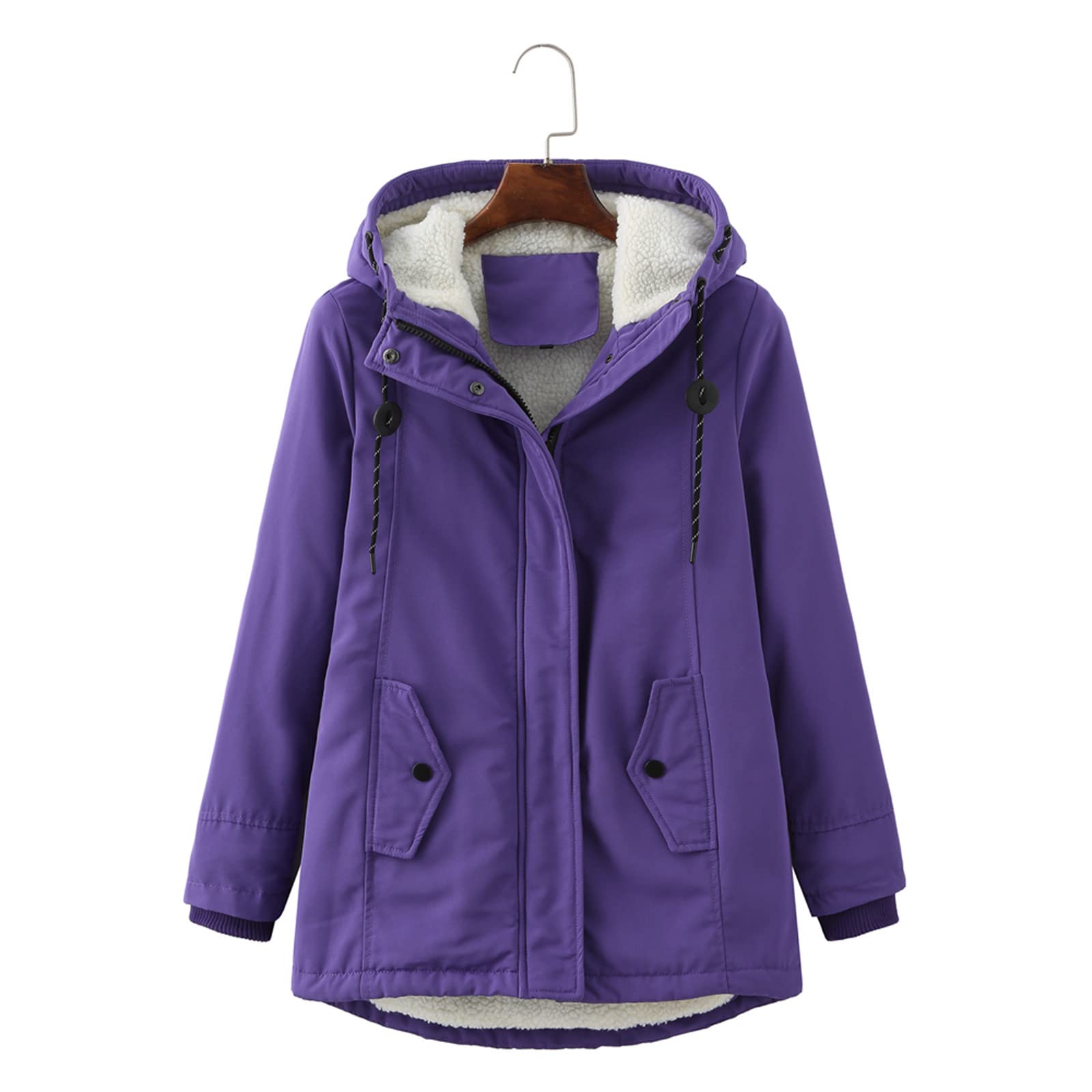 Generico Cappotto Invernale Donna, Giacca Donna Invernale Impermeabile con Cappuccio Antivento Media Lugghezza Giacca Foderato in Pile Caldo Ed Elegante Cappotti per Outdoor