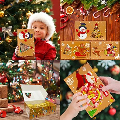 Funnlot 12 Pcs Christmas Cookie Boxes Christmas Cookie Gift Boxes with Clear Window Christmas Cupcake Boxes Christmas Cake Boxes Tags for Sweet Candy Gift Treat Kids Christmas Party Supplies