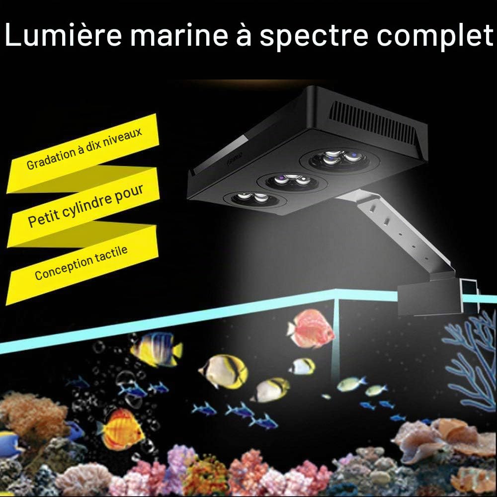 GZD Lumière de l'aquarium à LED, Éclairage d'eau de mer de 30W, Variation de Niveau de Niveau 10, pour l'eau de mer, Aquarium