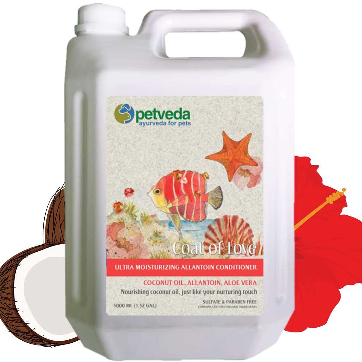 PETVEDA Ayurvedic Hair Fall Control, Anti Itch Conditioner for Dogs & Cats with Virgin Coconut Oil for Soft, Shiny & Healthy Coat, Sulphate & Paraben Free - 5000 Ml (5 Litre Can) (B095NF3YLN) Amazon Price History, Amazon Price Tracker
