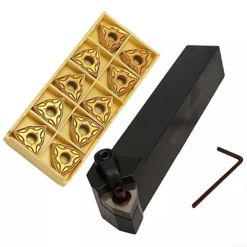 Soporte para herramientas de torno de 20 mm MWLNR2020K08 + 10 cuchillas de carburo WNMG0804 para varios procesos