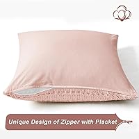 Vista 331 de PHF Fundas de almohada 100% algodón con tejido de gofre de 24 x 24 pulgadas, paquete de 2 fundas cuadradas para decoración elegante del hogar, sin