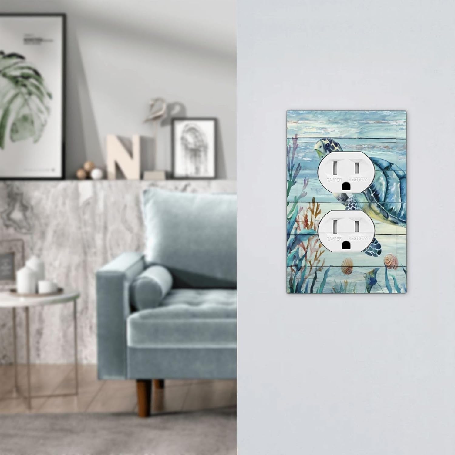 Rustic Sea Turtle Duplex Outlet Covers Light Switch Cover Country Wall Plate Mid Size Farmhouse Vintage Electrical Decorative Faceplate Switchplate for Bathroom Bedroom Kitchen