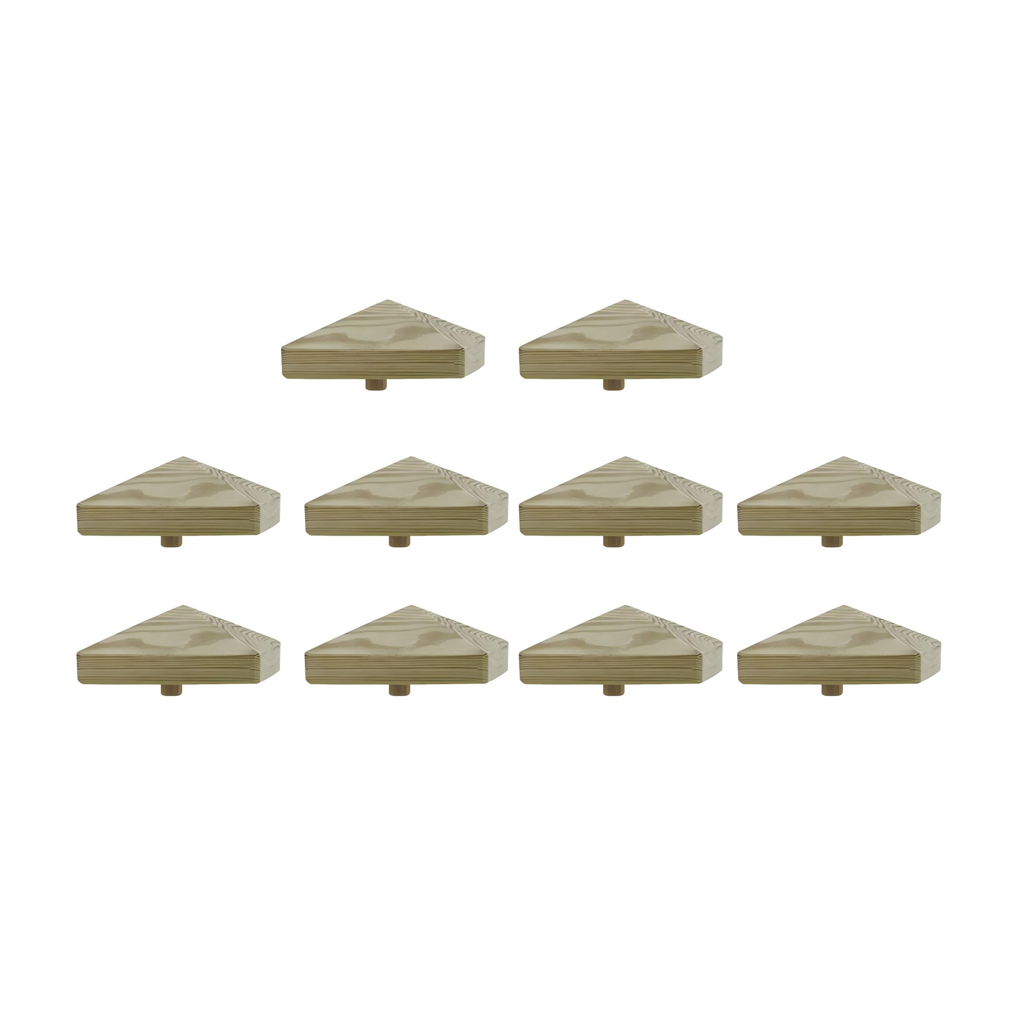 Lot de 1 à 10 capuchons de poteau en bois pyramide H2i - Taille : 80 mm / 100 mm / 130 mm (2) - 10 pièces de 100 x 100 mm.